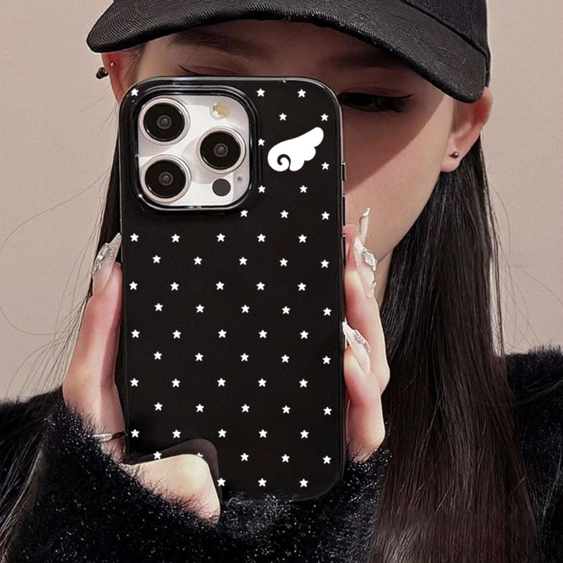 Phone Cases Xr Iphone - Cute Star Angel Wings Black Side