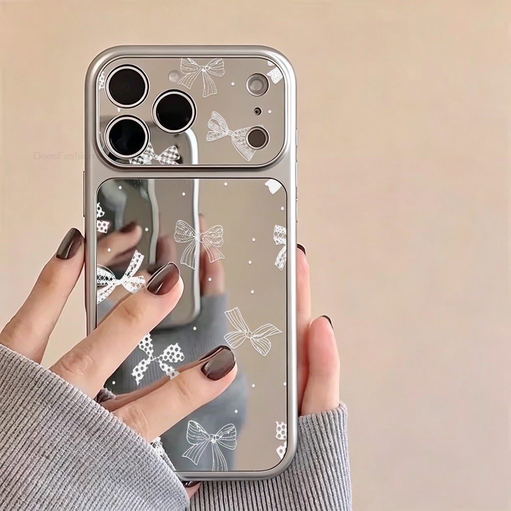 Phone Cases For Iphone 16 - Elegant White Bow Mirror Large Window