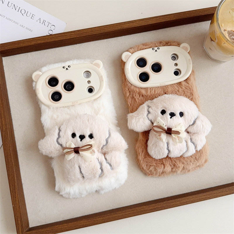 3D Cartoon Bowknot Puppy Warm  - đánh giá và giá Phone Cases For Iphone 16